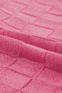 image-Pink Lattice Textured Knit Short Sleeve Sweater - Sizes S-3XL