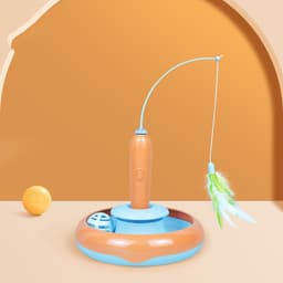 image-2 In 1 Pet Cat Toy With Feather For Self-play Cat Turntable Pets Supplies Cat Toy Toys Cats Items Products