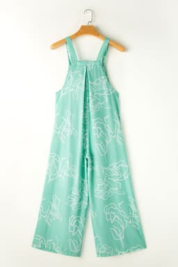 image-Chic Jade Printed Bib Wide Leg Overalls - Comfortable & Stylish (65 characters)