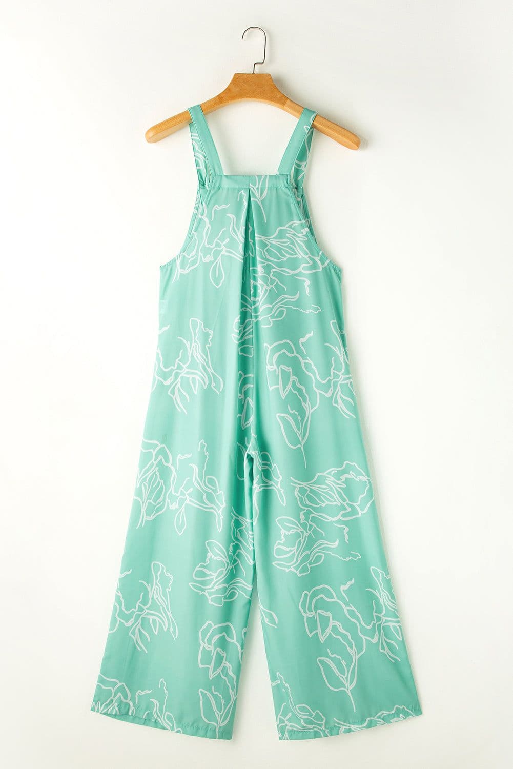 image-Chic Jade Printed Bib Wide Leg Overalls - Comfortable & Stylish (65 characters)