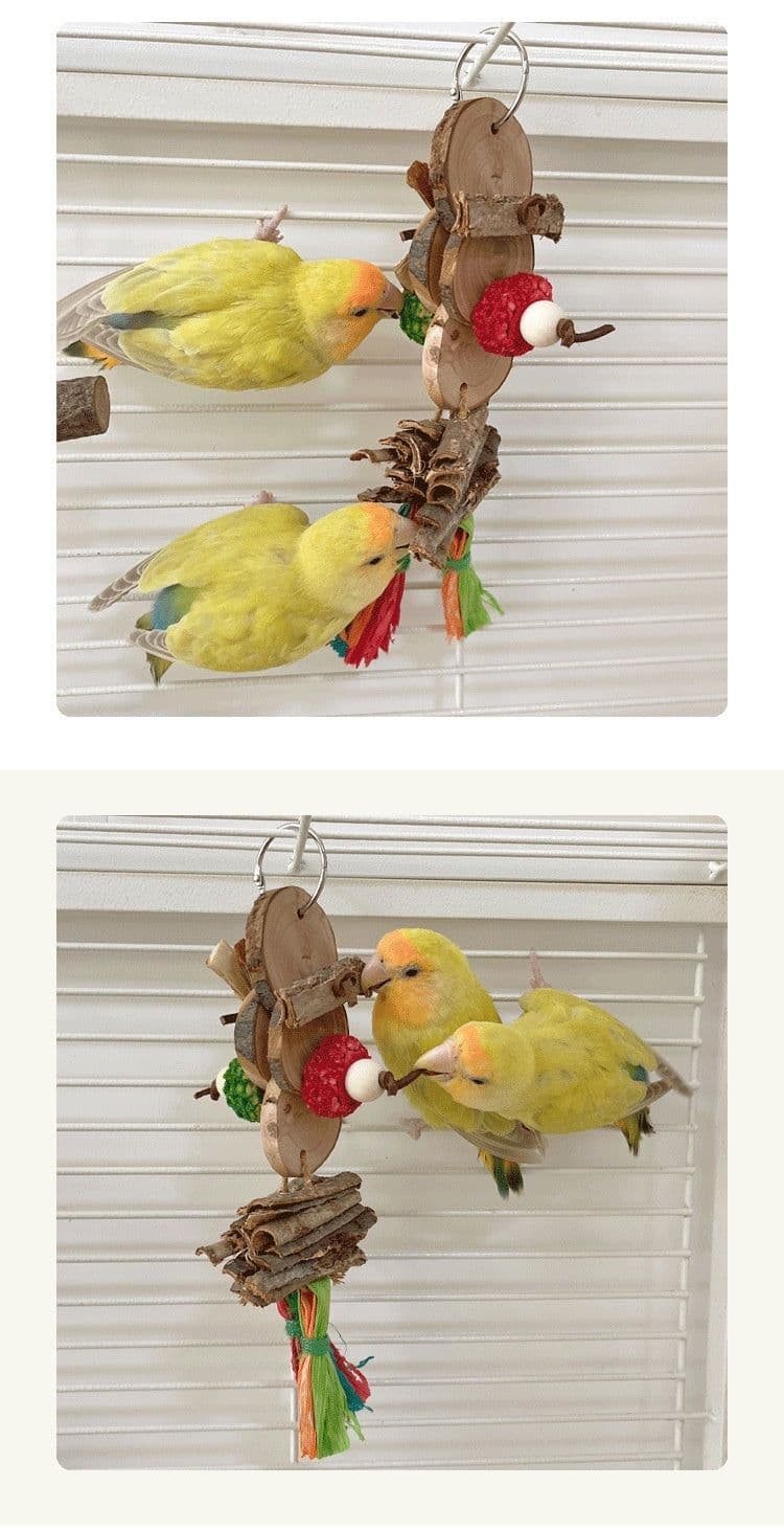 image-Parrot Bird Bite Toy String Relieving Stuffy Decorative Color Pendant