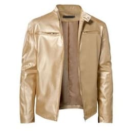 image-Gentleman's Warm Zipper Cardigan Pocket Decorated Pu Leather Coat