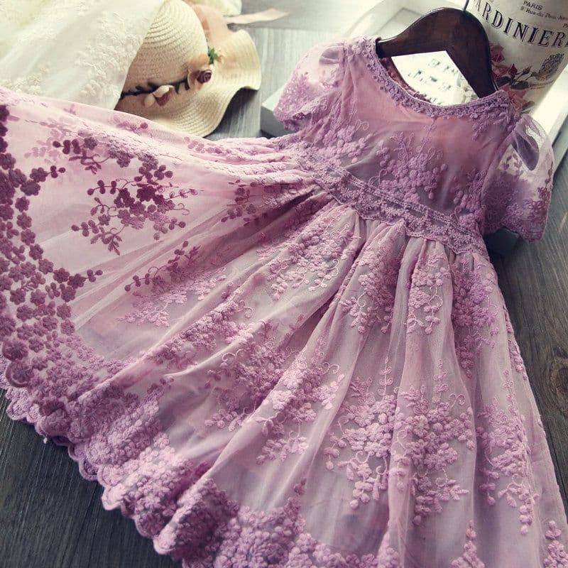 image-Autumn And Winter Explosions Hollow Children's Skirt Lace Long-sleeved Girls White Princess Dress Irregular Dress