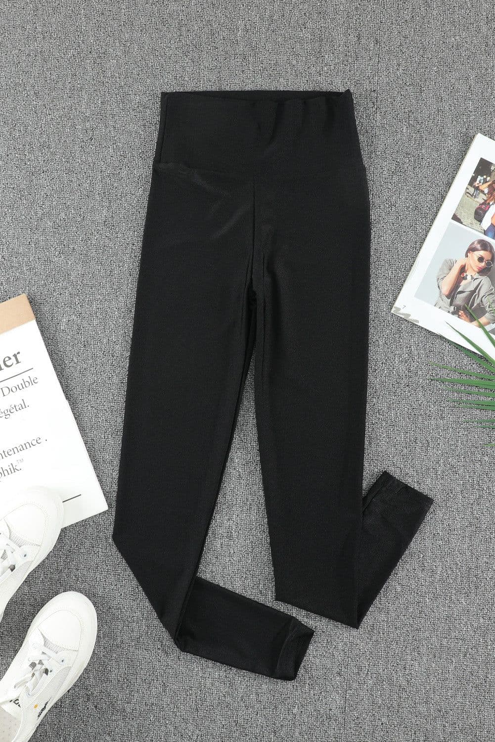 image-High Rise Tight Leggings with Waist Cincher - Black