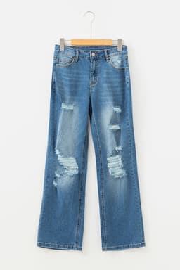 image-Myosotis Mid Rise Distressed Sneak Peek Straight Leg Jeans