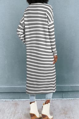 image-Black Stripe Open Front Duster Cardigan