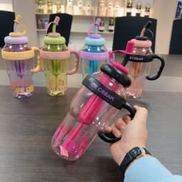 image-Plastic Water Bottle With Straw Cartoon Cup Drinking Cup Portable Water Bottle 1200ml Kitchen Gadgets