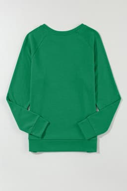 image-Green Solid Round Neck Raglan Sleeve Sweatshirt