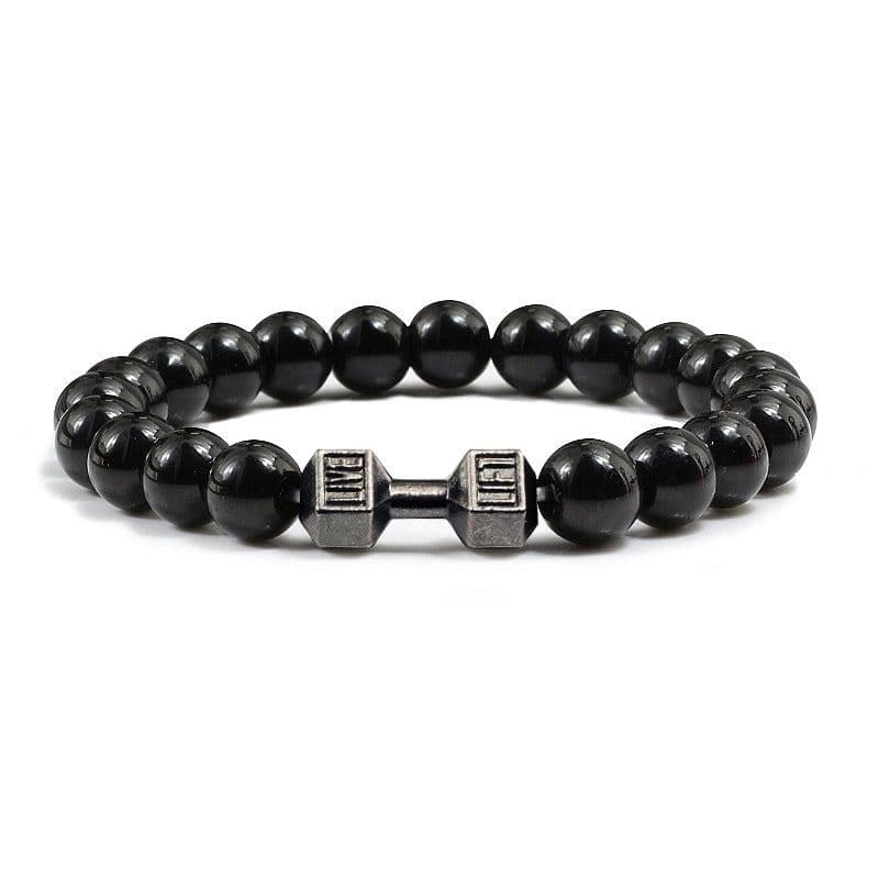 image-Turquoise Energy Gun Black Electroplated Alloy Barbell Bracelet