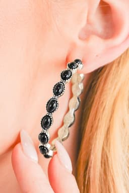 image-Sky Blue Gem Inlay Retro C-Shape Earrings