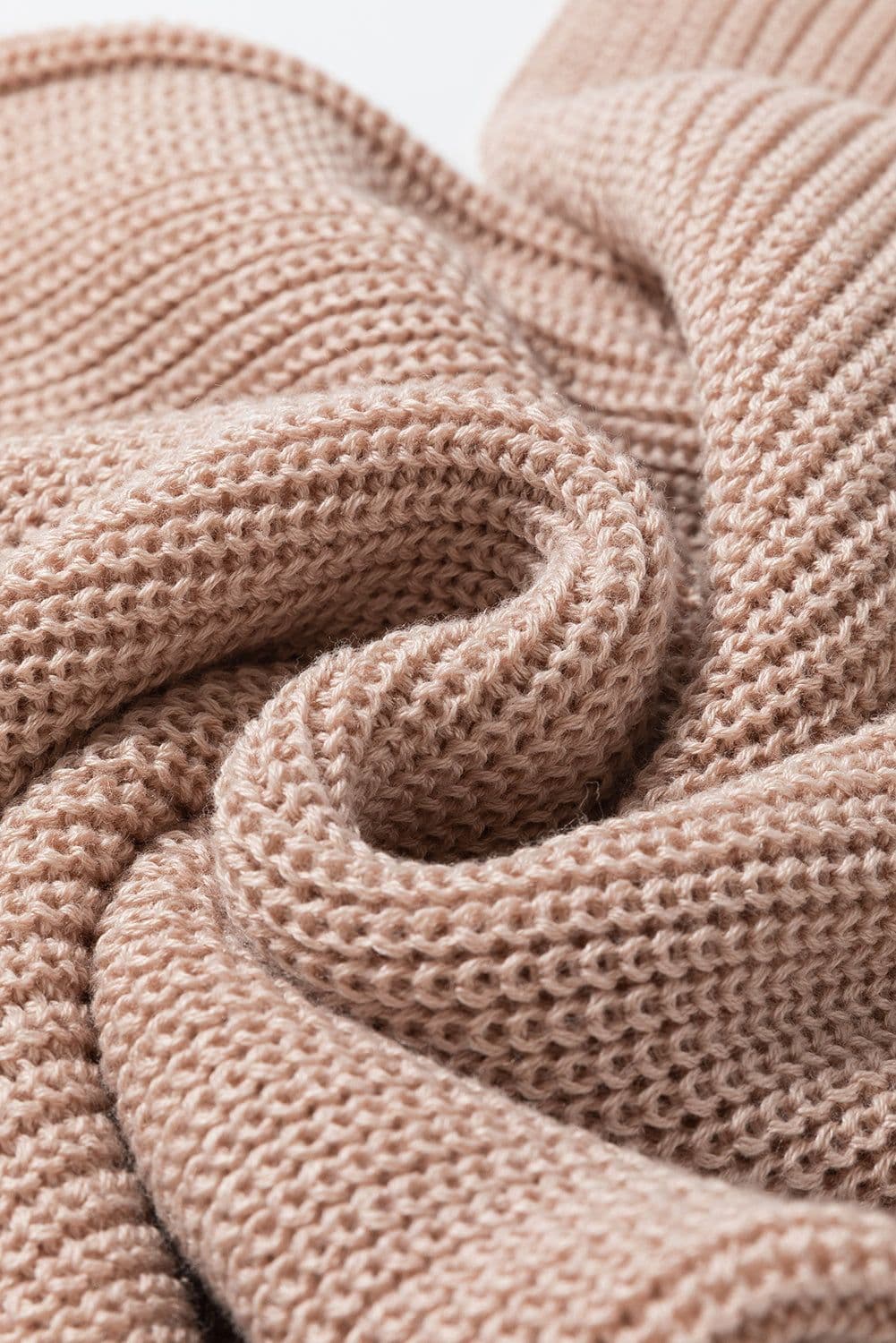 image-Solid Color Turtleneck Knit Tank Top - Oatmeal