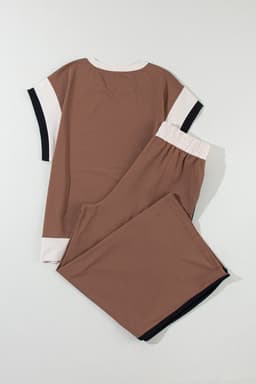 image-Strawberry Pink Color Block Two-Piece Set