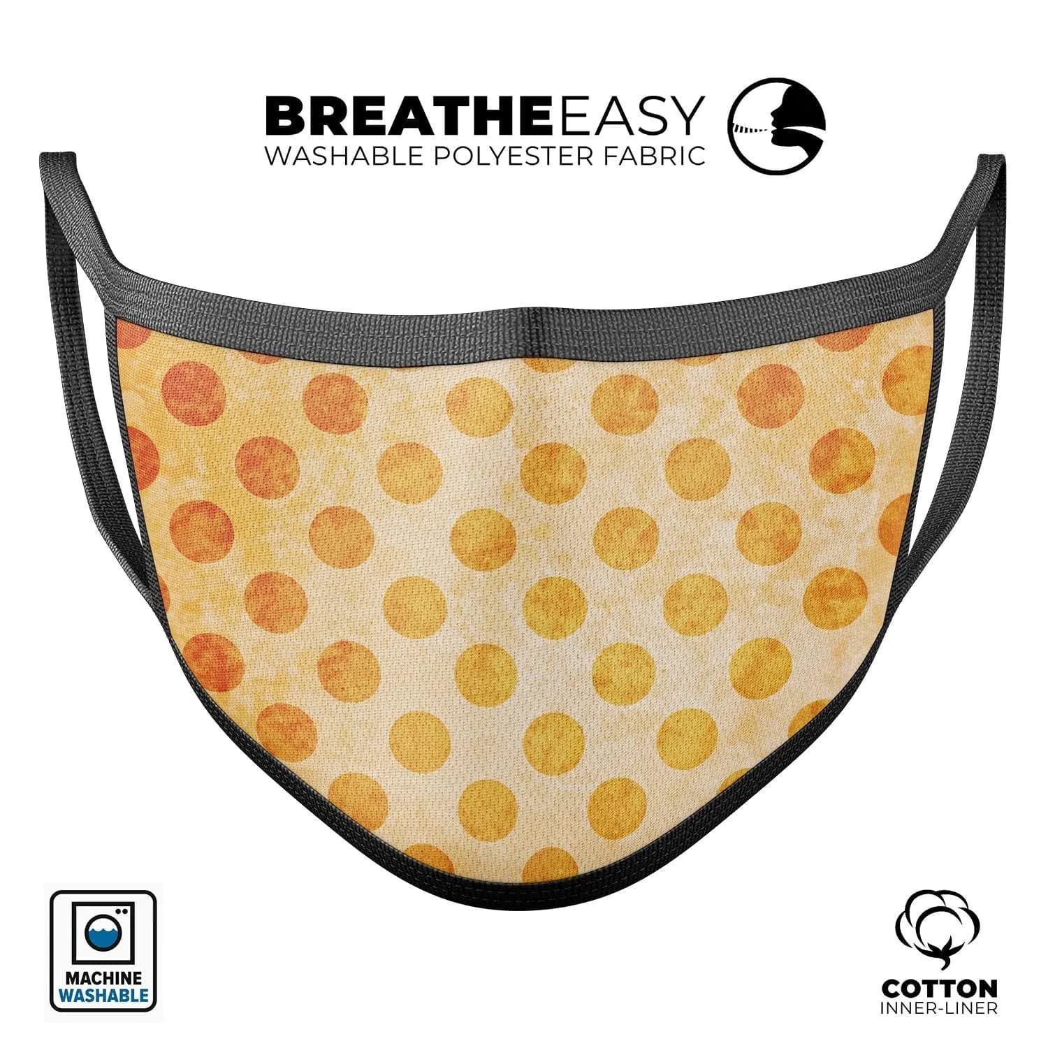 image-Grungy Orange Polka Dots Over Muted Coral - Made in USA Mouth Cover