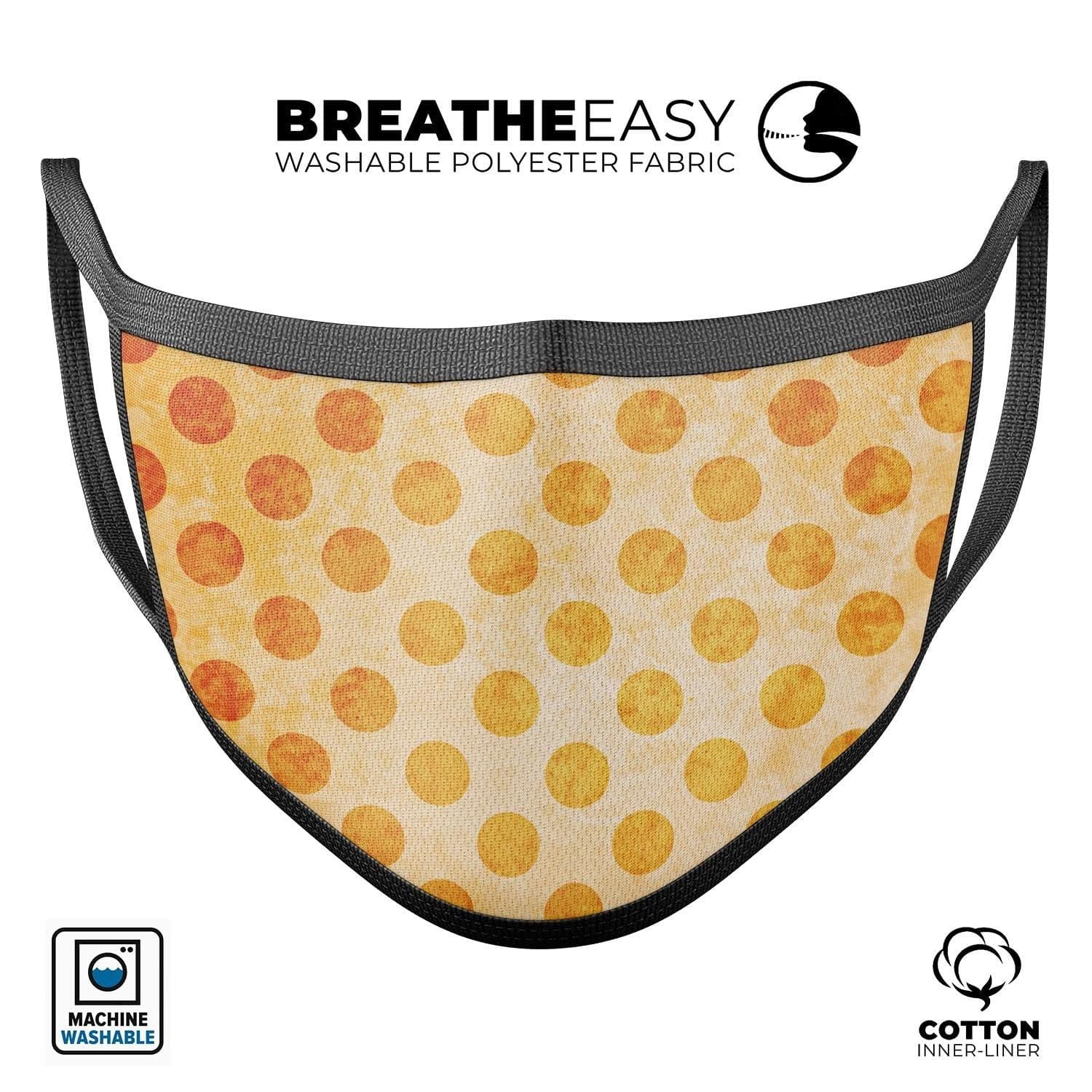 image-Grungy Orange Polka Dots Over Muted Coral - Made in USA Mouth Cover