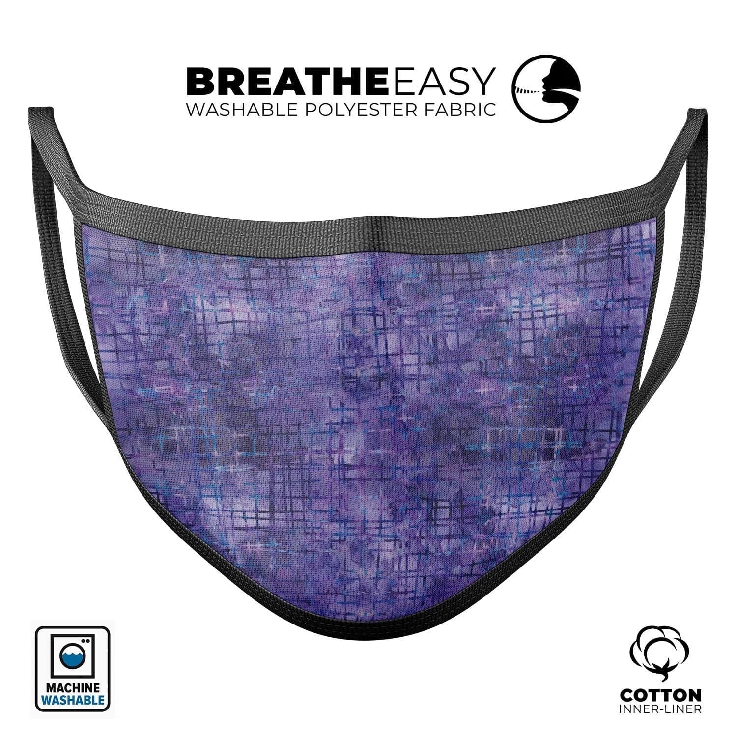 image-Indigo Watercolor Cross Hatch - Made in USA Mouth Cover Unisex