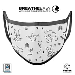 image-Joker, Clouds, and Balloon Doodle - Made in USA Mouth Cover Unisex