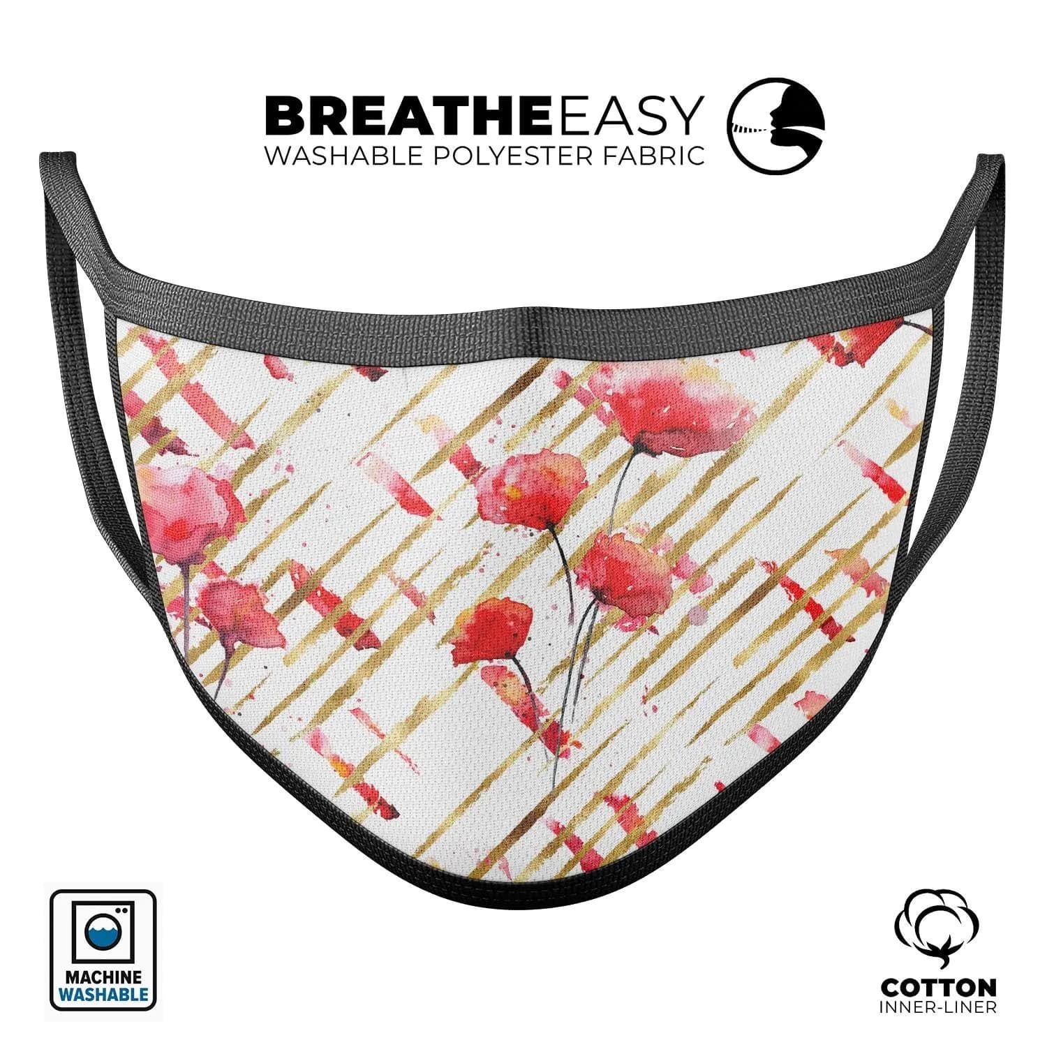 image-Karamfila Watercolo Poppies V10 - Made in USA Mouth Cover Unisex