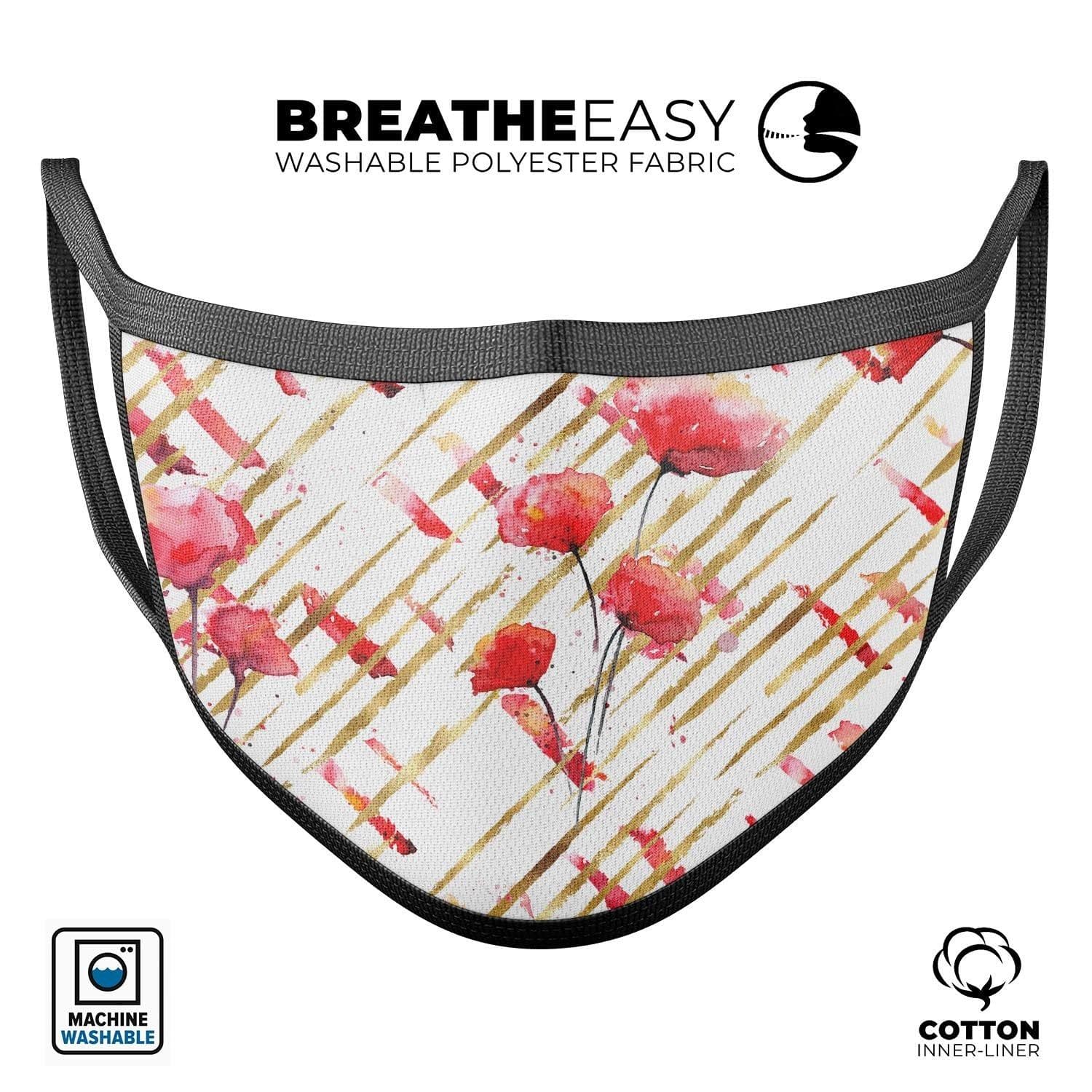 image-Karamfila Watercolo Poppies V10 - Made in USA Mouth Cover Unisex
