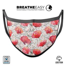 image-Karamfila Watercolo Poppies V26 - Made in USA Mouth Cover Unisex