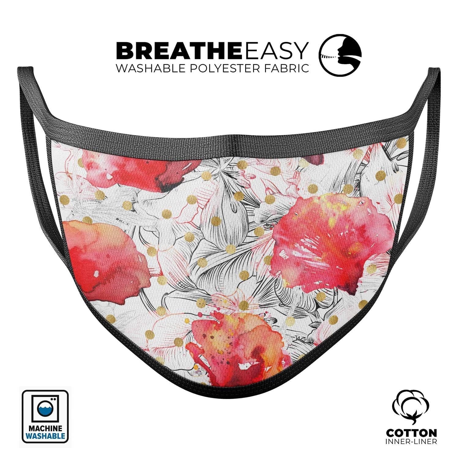 image-Karamfila Watercolo Poppies V29 - Made in USA Mouth Cover Unisex