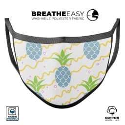 image-Animated Retro Pineapples - Made in USA Mouth Cover Unisex Anti-Dust