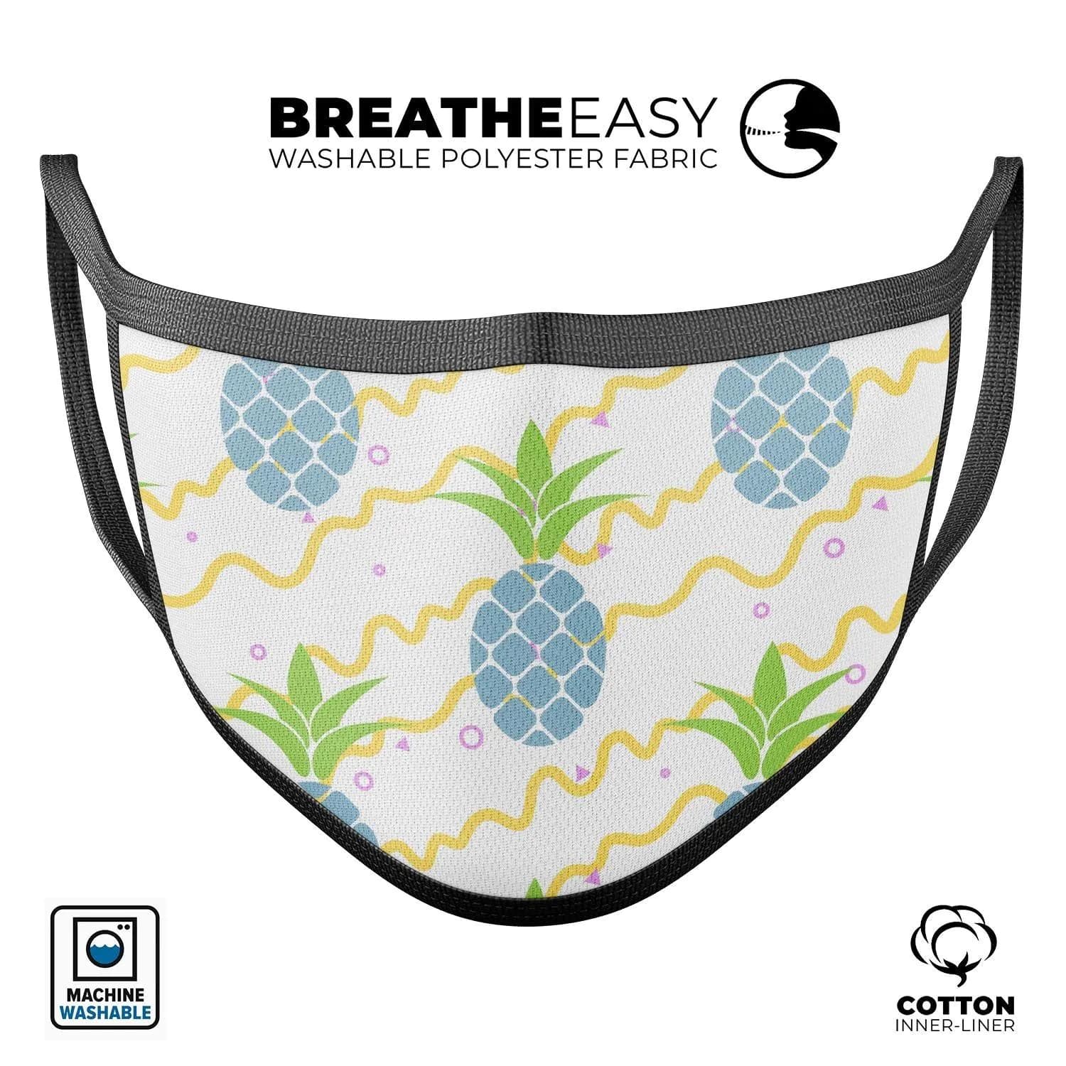 image-Animated Retro Pineapples - Made in USA Mouth Cover Unisex Anti-Dust