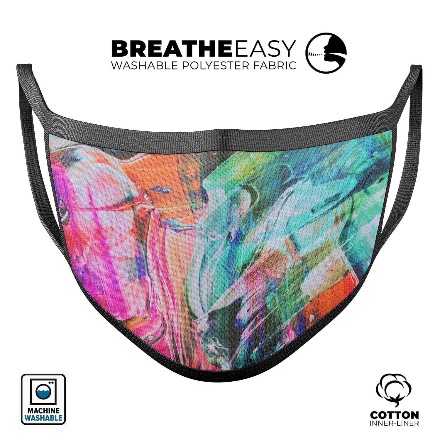 image-Liquid Abstract Paint Remix V55 - Made in USA Mouth Cover Unisex