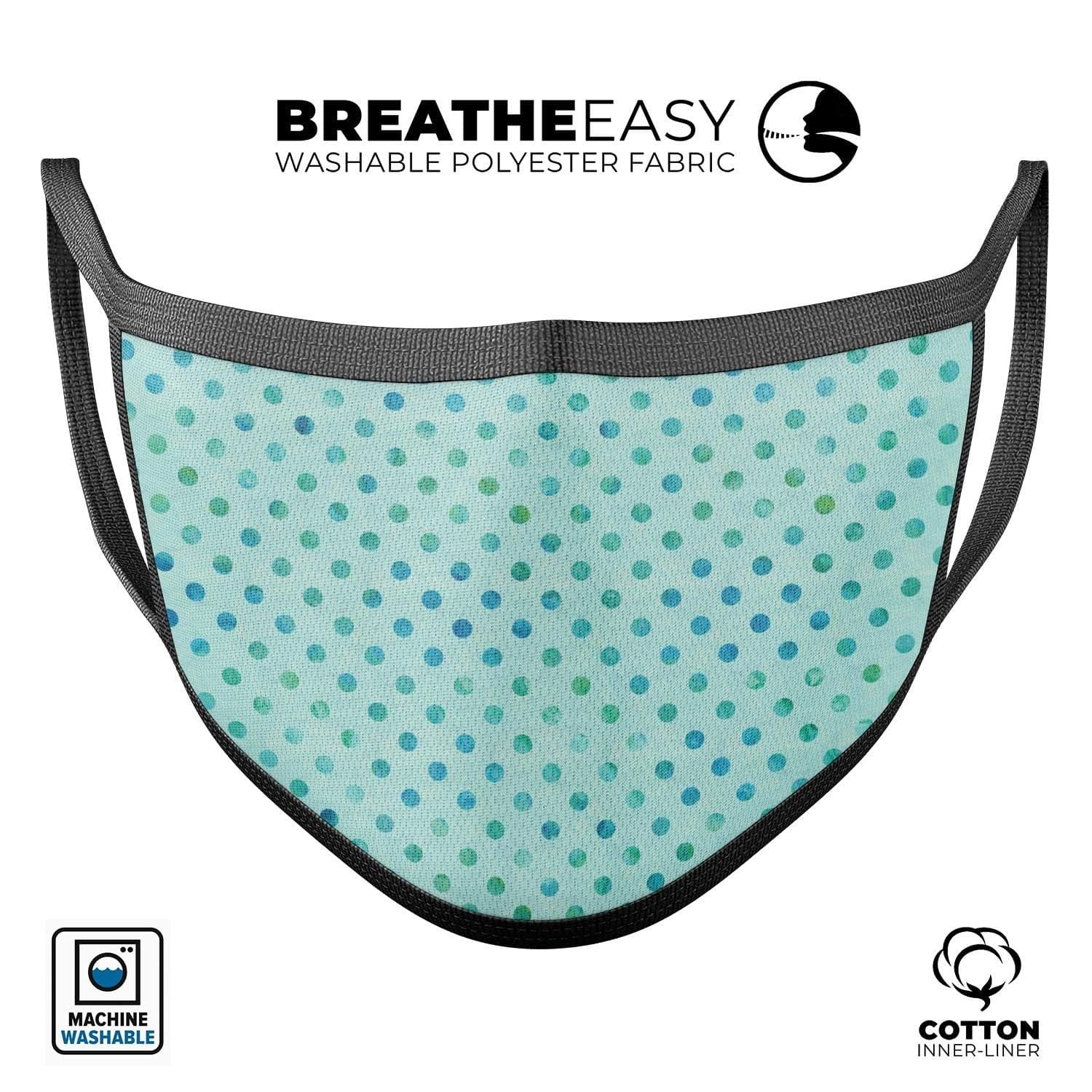 image-Little Aqua Watercolor Polka Dots - Made in USA Mouth Cover Unisex