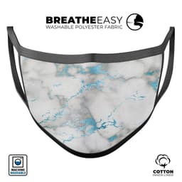 image-Marble & Digital Blue Frosted Foil V2 - Made in USA Mouth Cover Unisex
