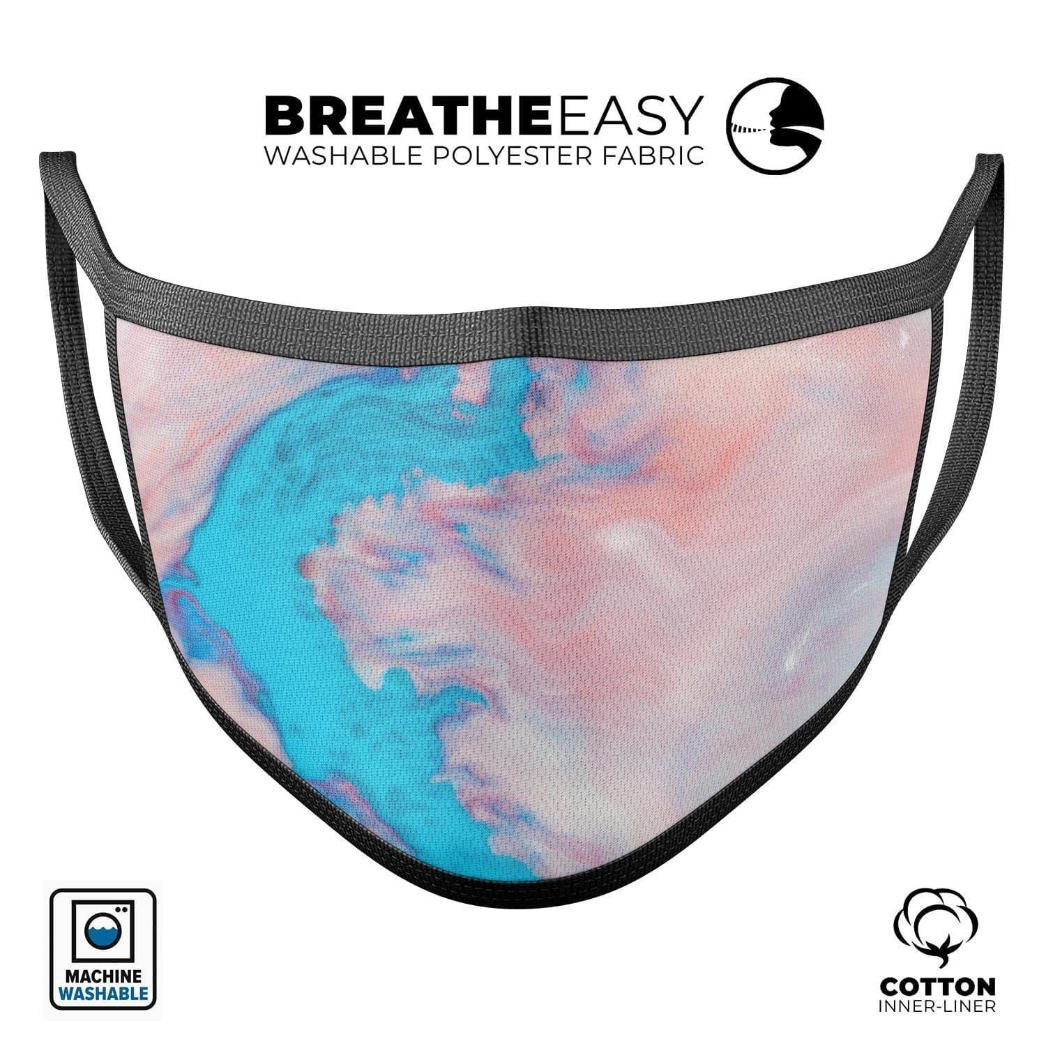 image-Marbleized Pink and Blue Paradise V322 - Made in USA Mouth Cover