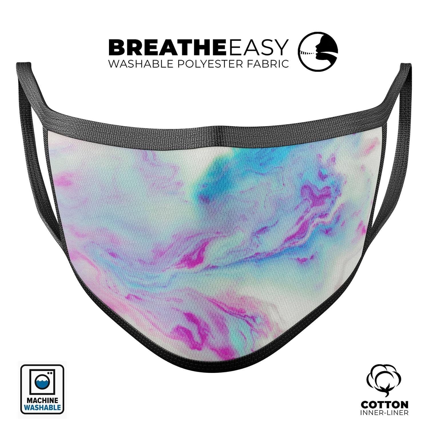 image-Marbleized Soft Blue V32 - Made in USA Mouth Cover Unisex Anti-Dust