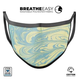 image-Marbleized Swirling Mint and Yellow - Made in USA Mouth Cover Unisex