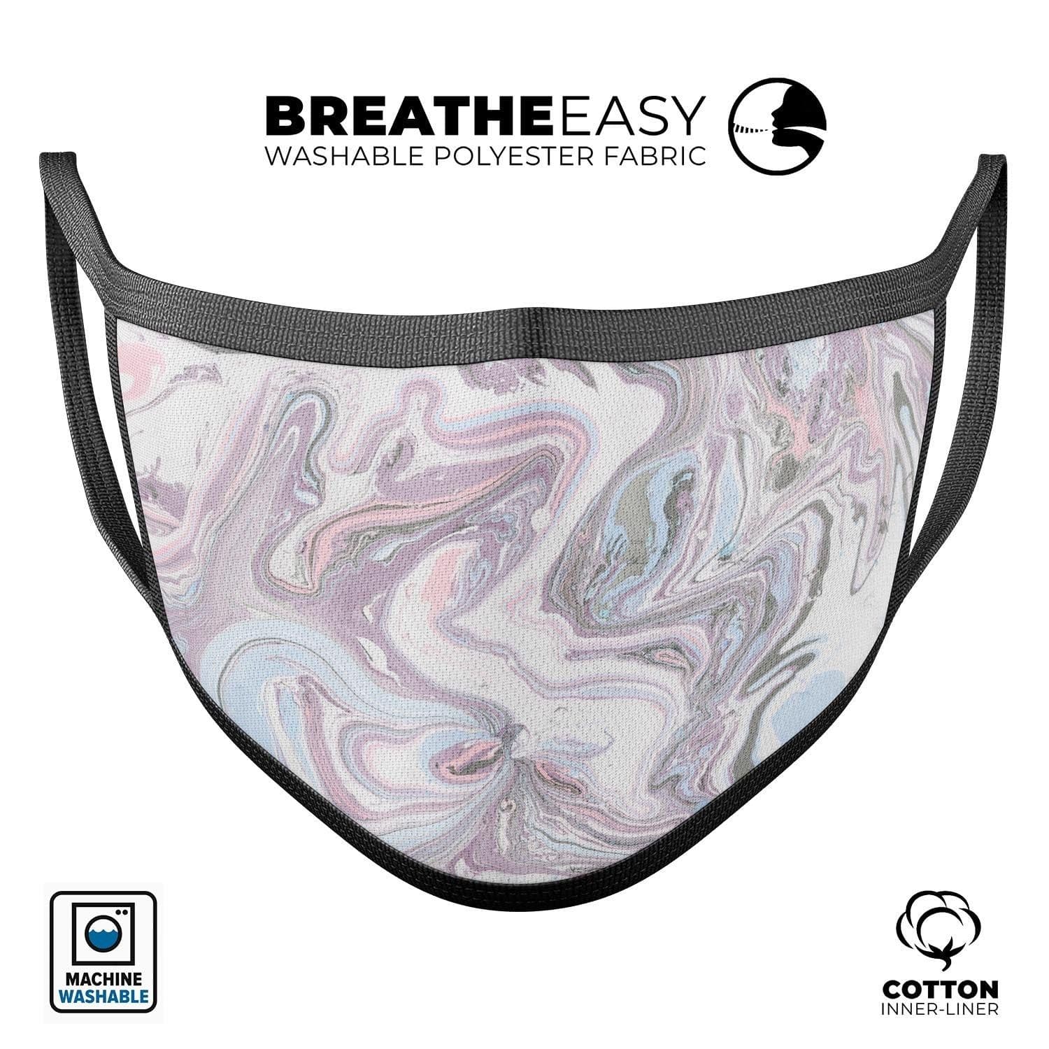 image-Marbleized Swirling Soft Purple - Made in USA Mouth Cover Unisex