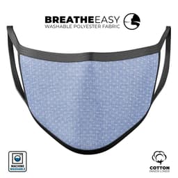 image-Micro Polka Dots Over Scratched Blue Fabric - Made in USA Mouth Cover