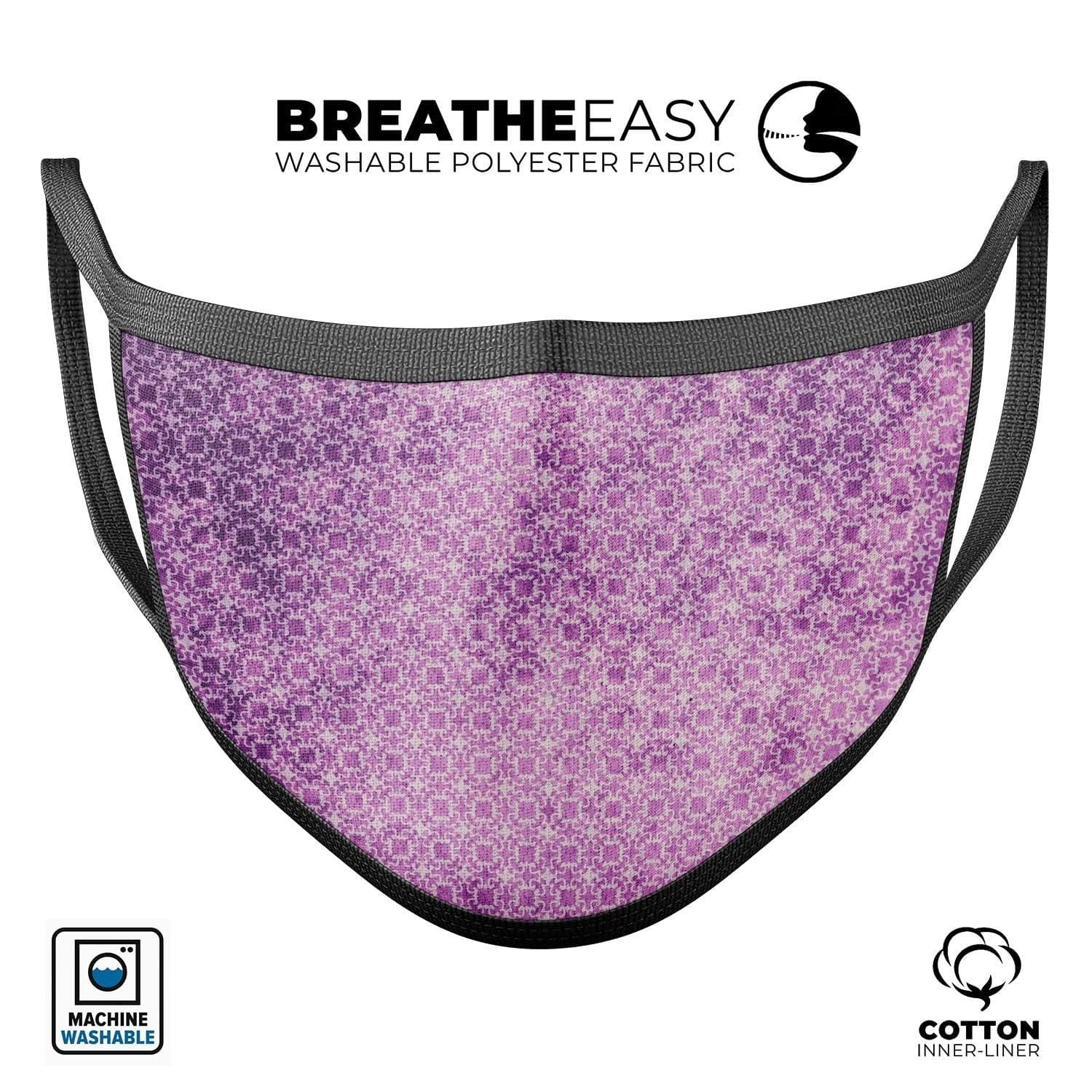 image-Micro Squares of Violet Grunge - Made in USA Mouth Cover Unisex