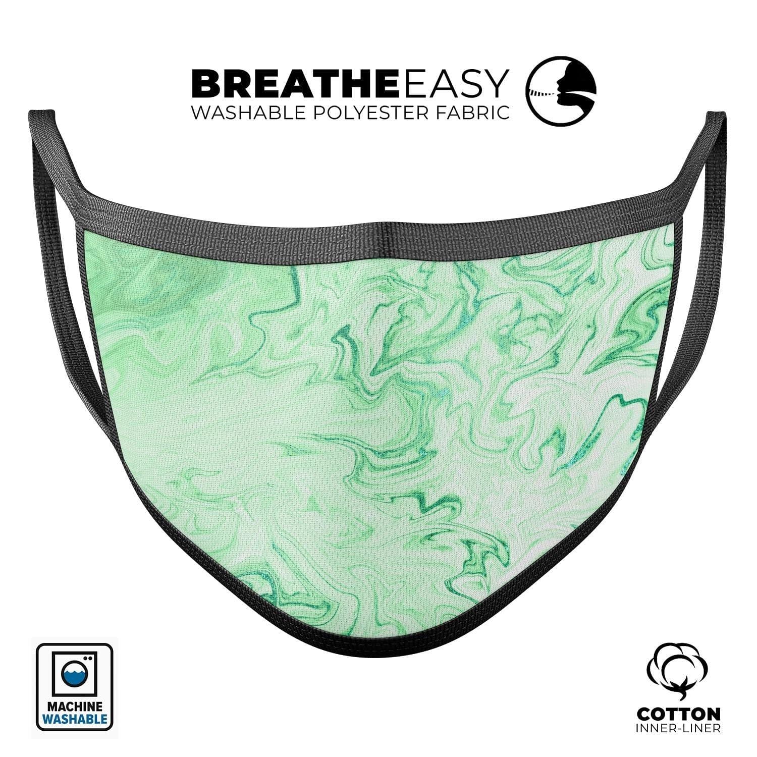 image-Mint Marble & Digital Gold Foil V9 - Made in USA Mouth Cover Unisex