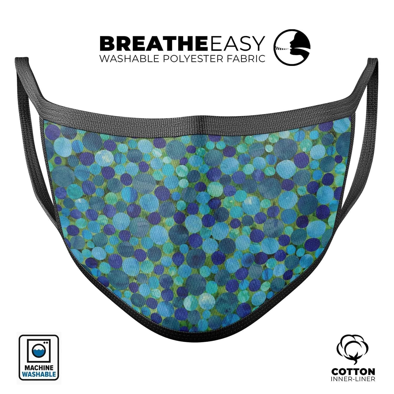image-Mixed Blue-Green Watercolor Dots - Made in USA Mouth Cover Unisex
