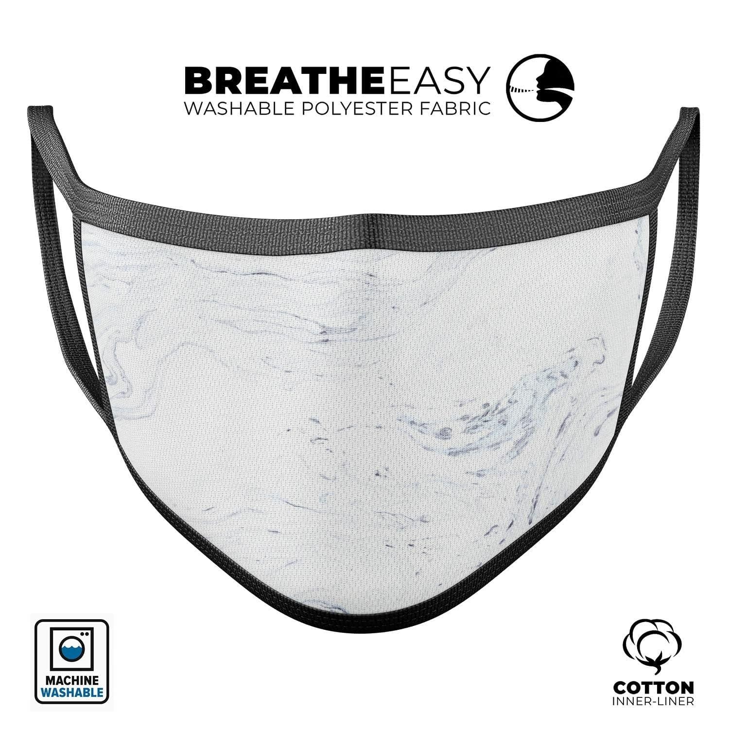 image-Mixtured Blue and Gray 19 Textured Marble - Made in USA Mouth Cover