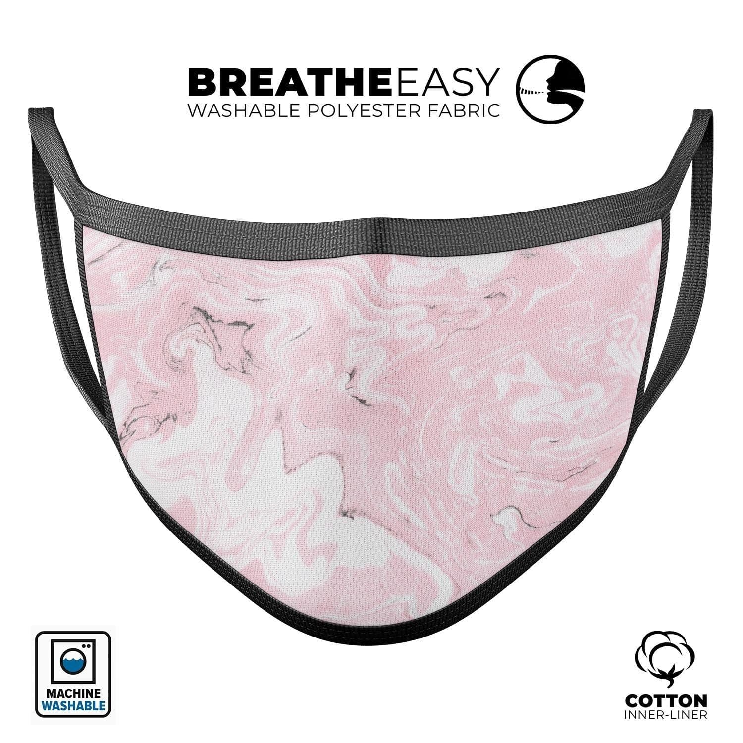 image-Mixtured Gray and Pink v9 Textured Marble - Made in USA Mouth Cover