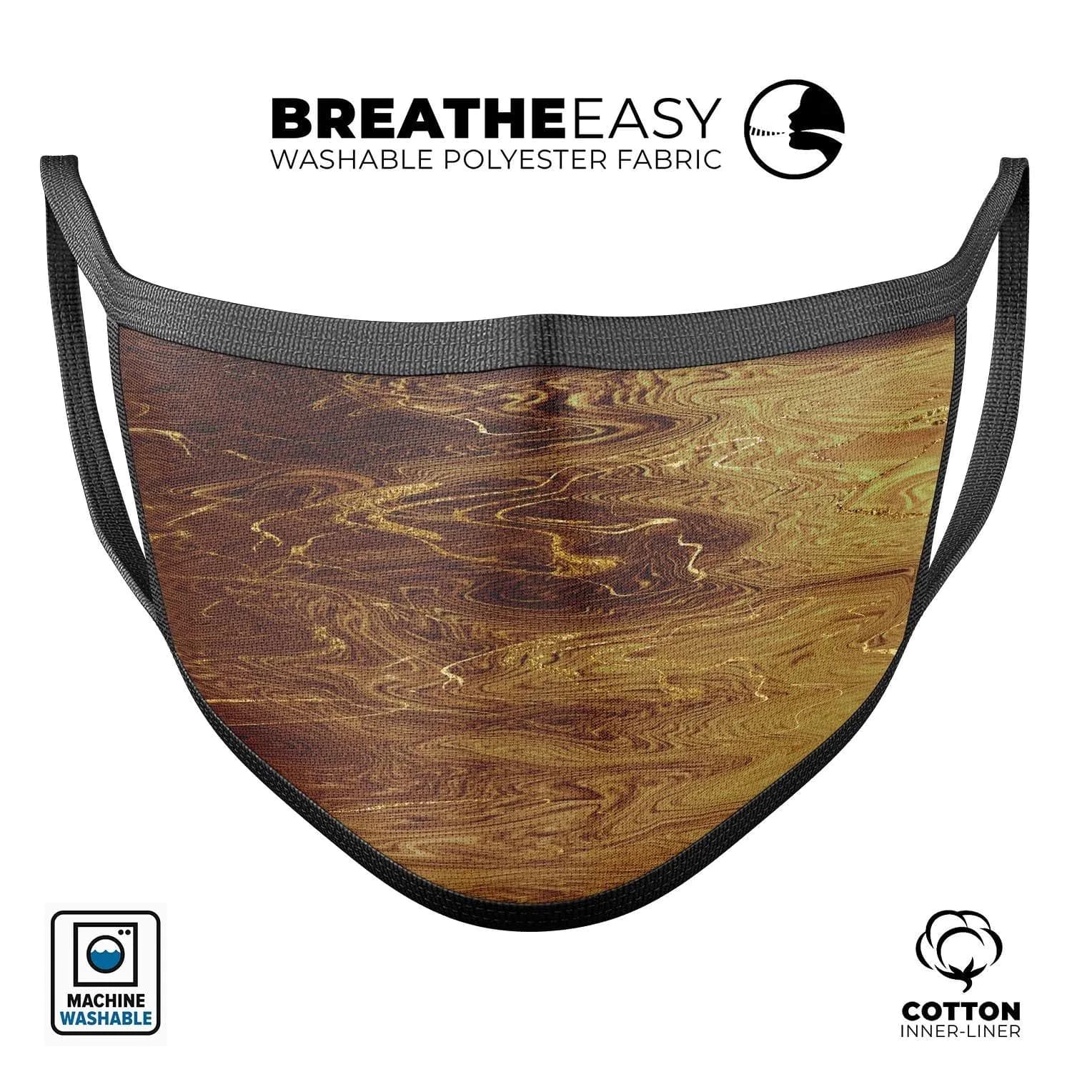 image-Molten Gold Digital Foil Swirl V9 - Made in USA Mouth Cover Unisex
