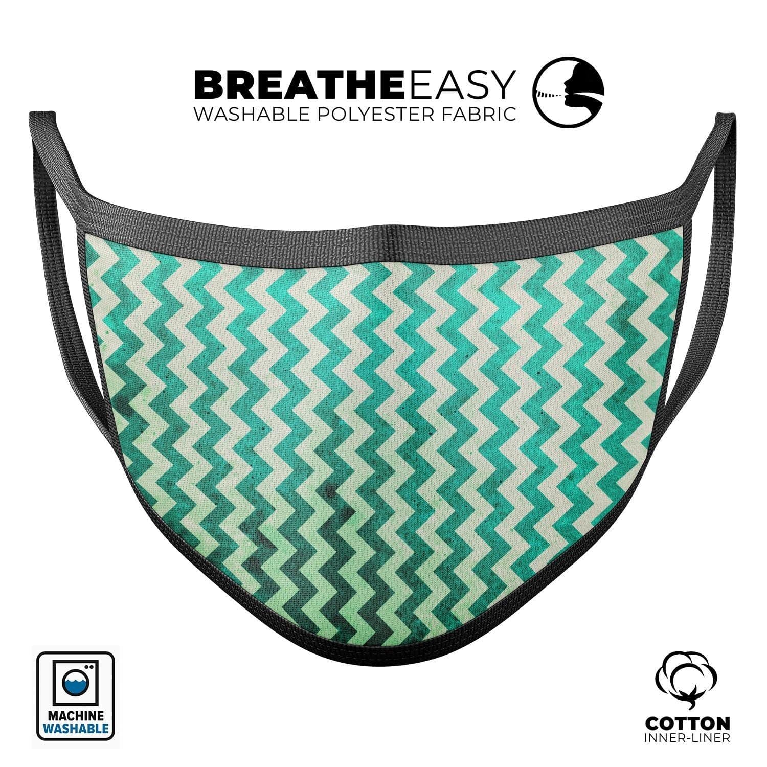 image-Multi-shades of Green Chevron Pattern - Made in USA Mouth Cover Unisex