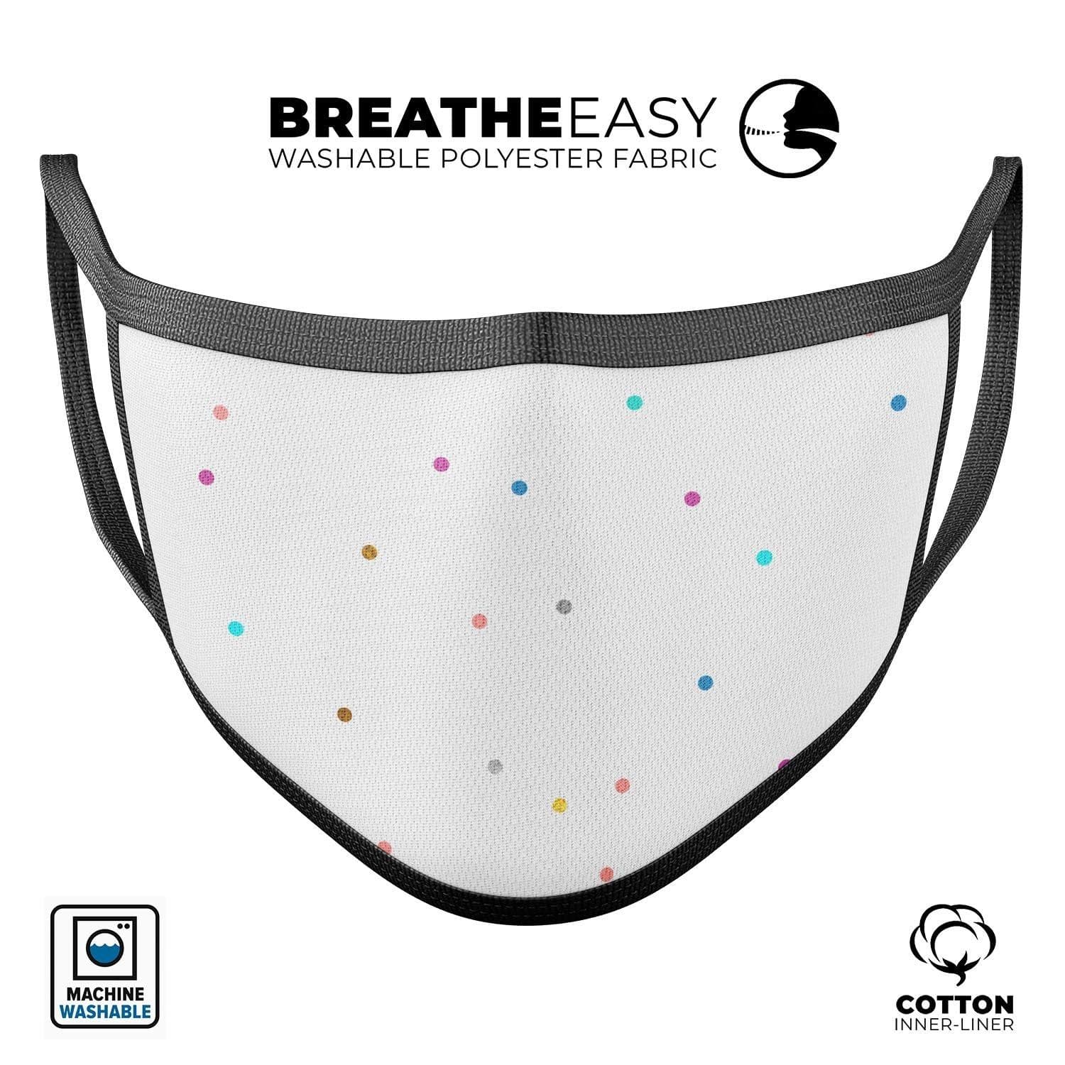 image-Multicolor Polka Dot Over White - Made in USA Mouth Cover Unisex