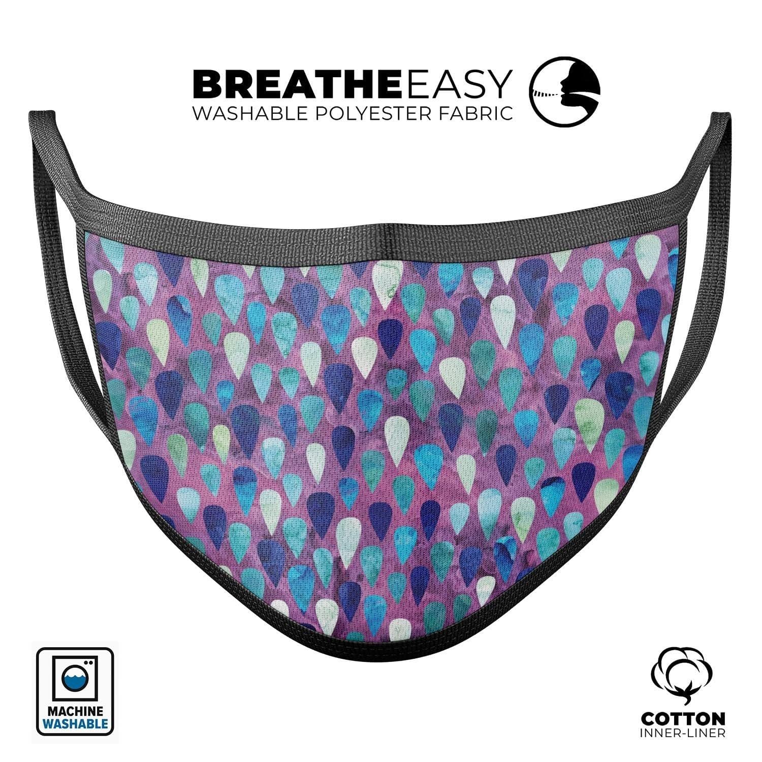 image-Purple and Blue Upside Down Teardrop Watercolor Pattern - Made in USA