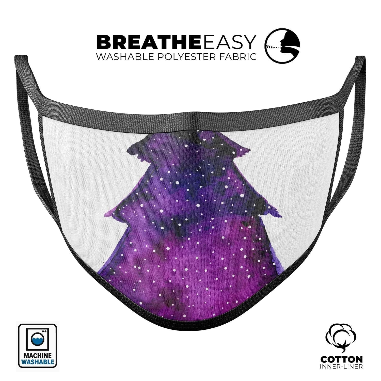 image-Purple Watercolor Evergreen Tree - Made in USA Mouth Cover Unisex