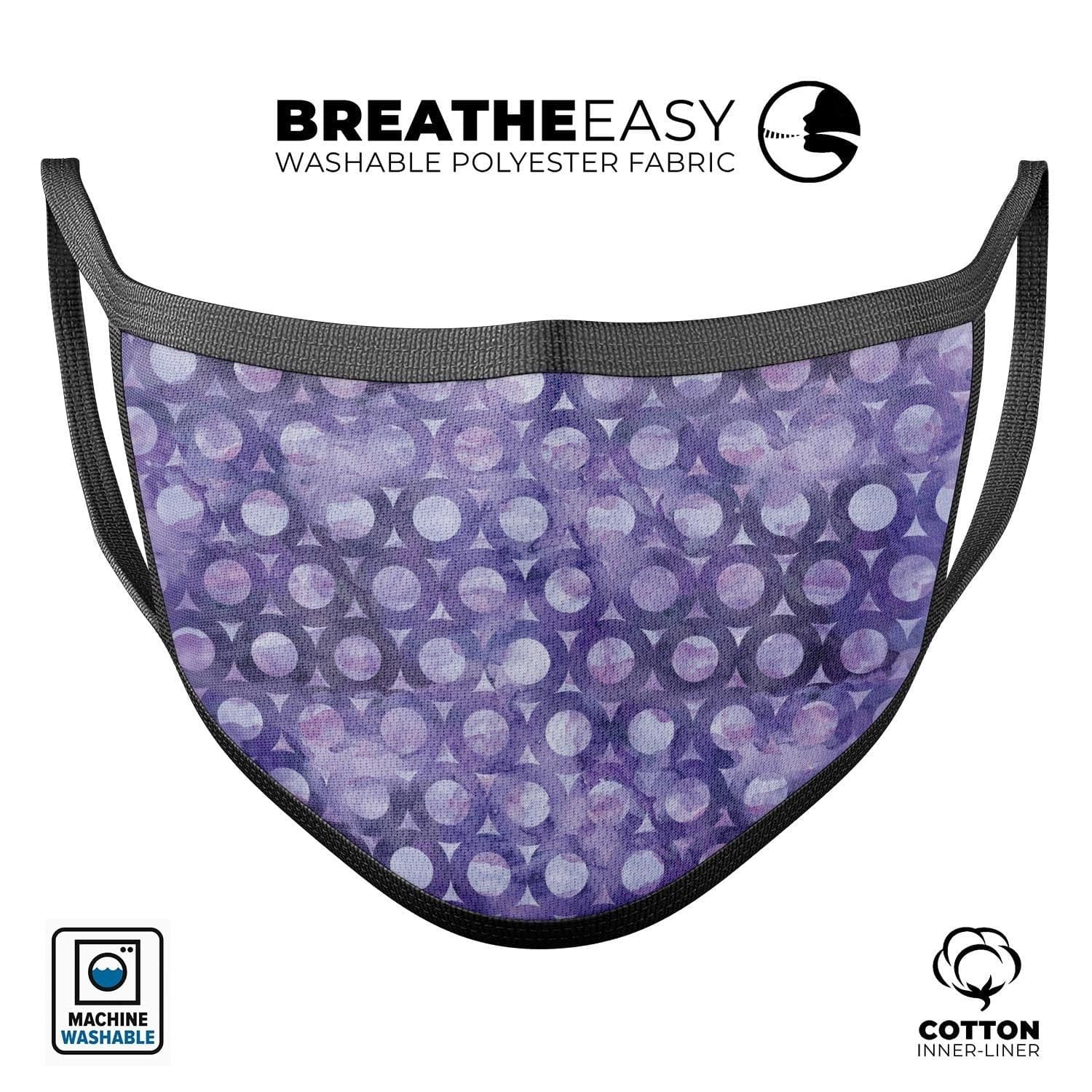 image-Purple Watercolor Ring Pattern - Made in USA Mouth Cover Unisex
