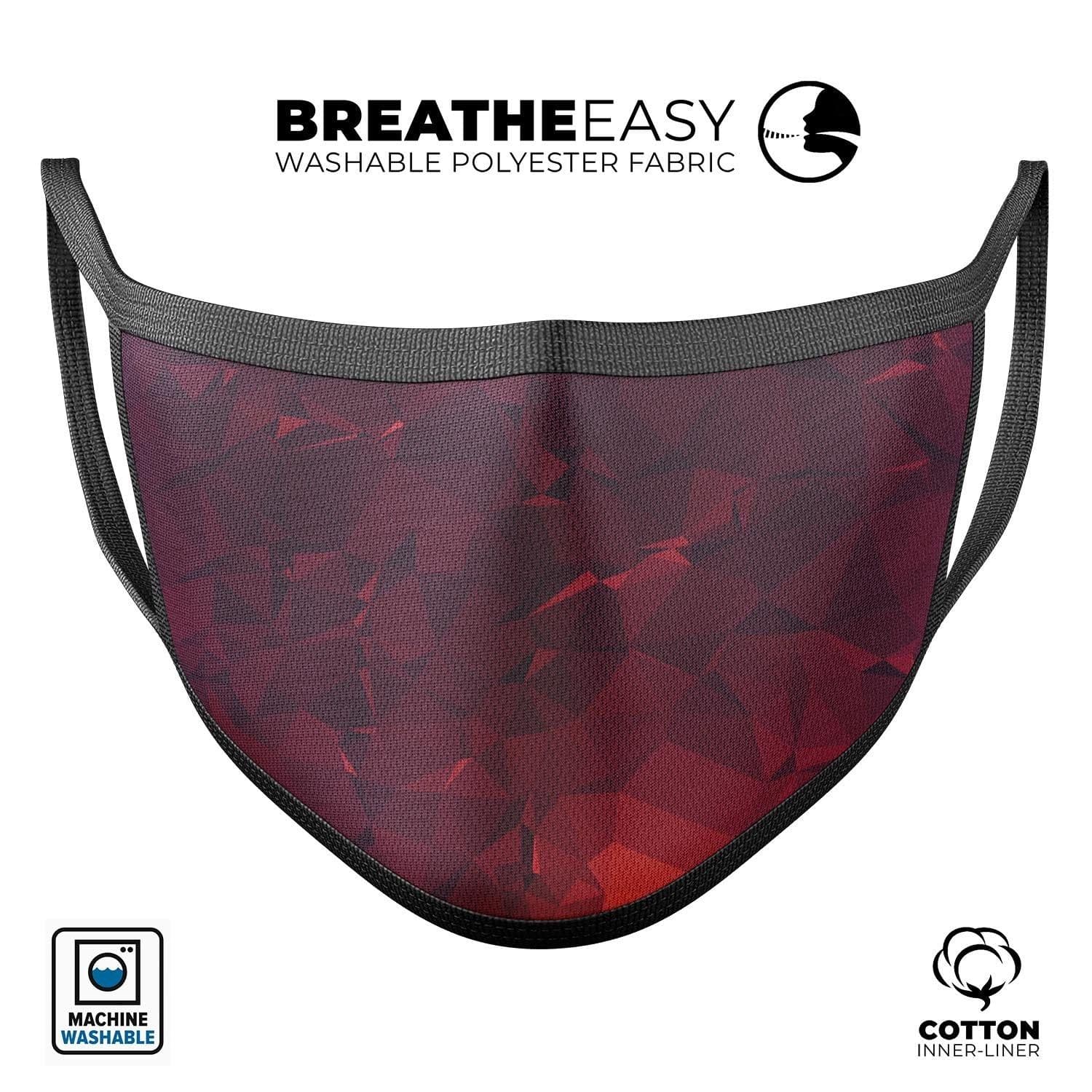 image-Red and Burgandy Geometric Shapes - Made in USA Mouth Cover Unisex