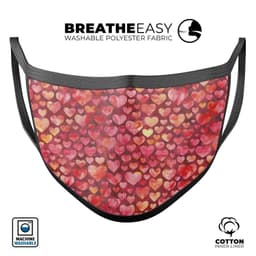 image-Red Watercolor Hearts - Made in USA Mouth Cover Unisex Anti-Dust