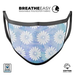 image-Blue and White Watercolor Flower Print Pattern - Made in USA Mouth
