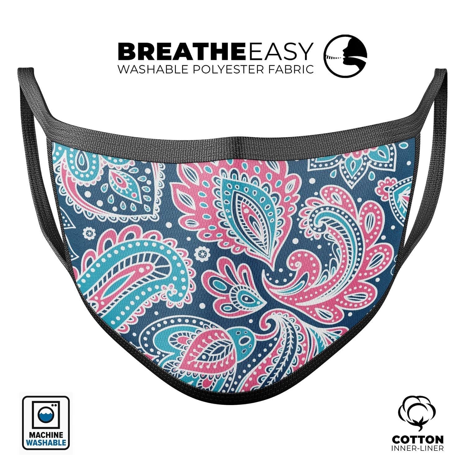image-Poppin Pastel Paisley - Made in USA Mouth Cover Unisex Anti-Dust