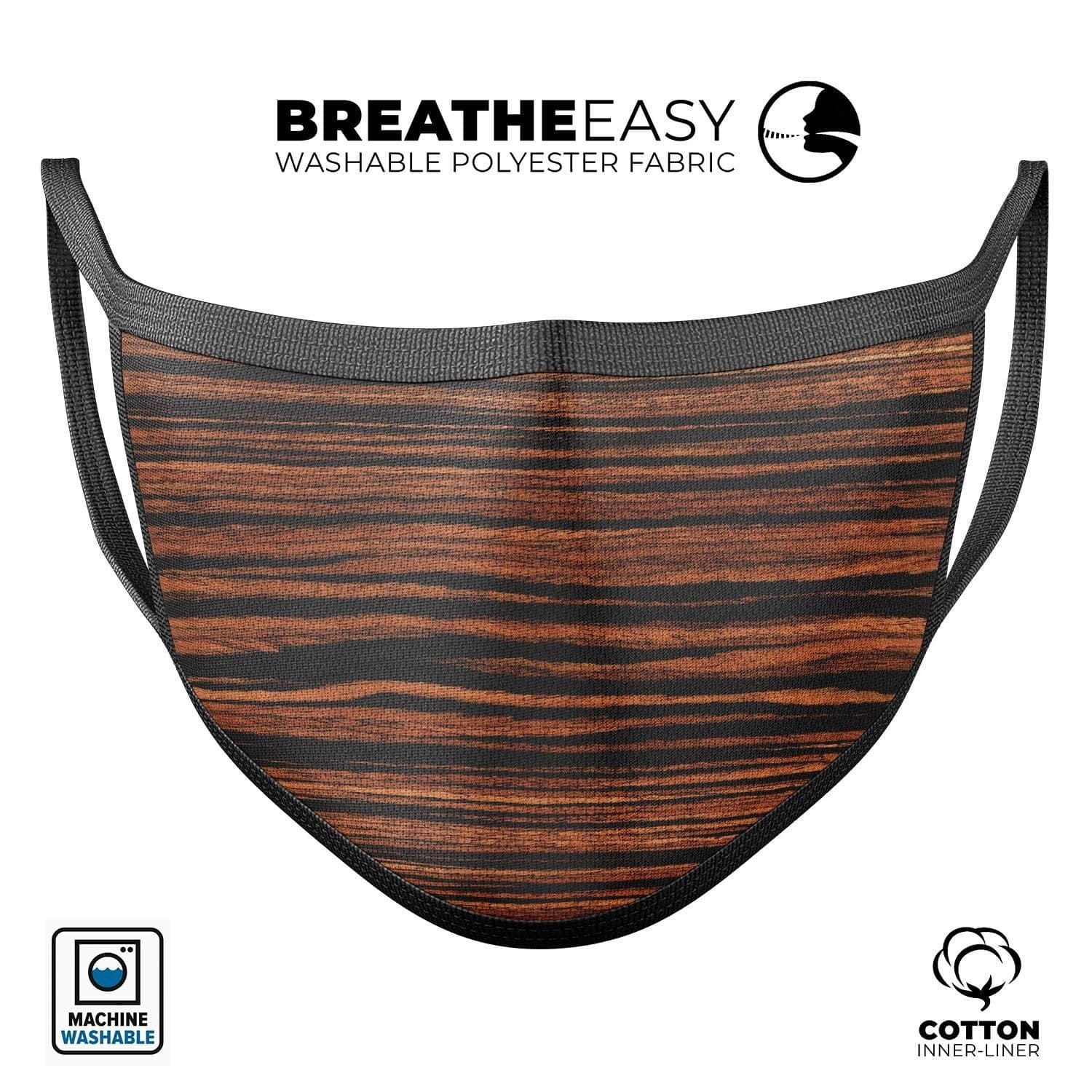 image-Vivid Striped Wood V293 - Made in USA Mouth Cover Unisex Anti-Dust
